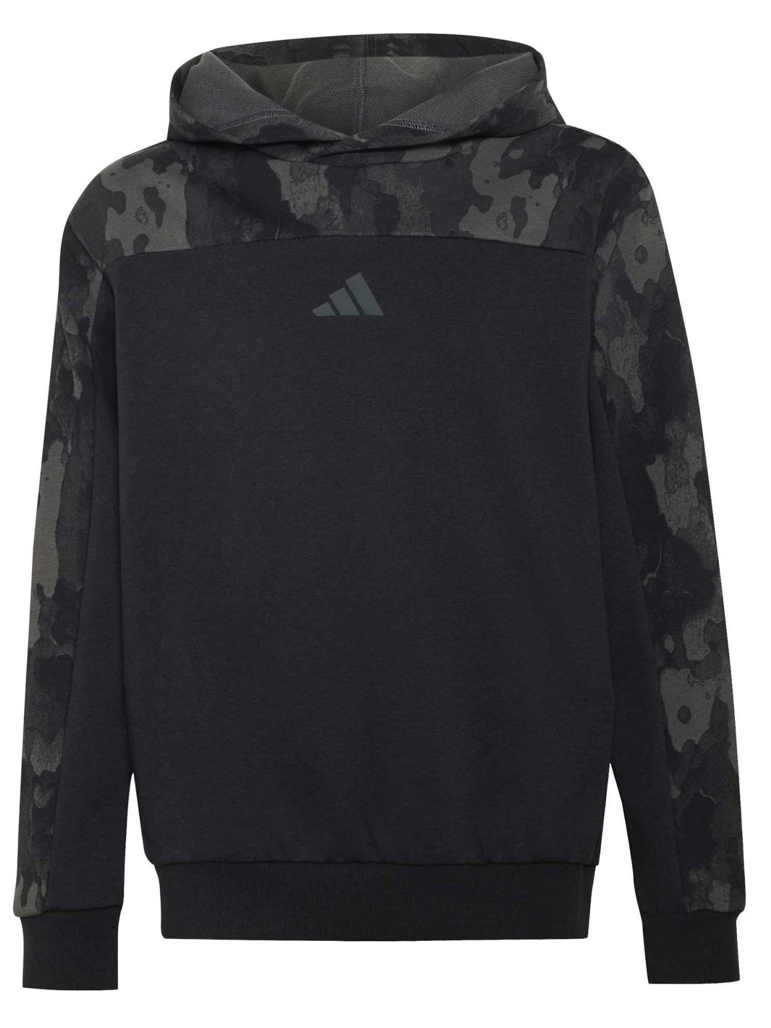 Felpa nera unisex bambino Adidas KC9710 con cappuccio